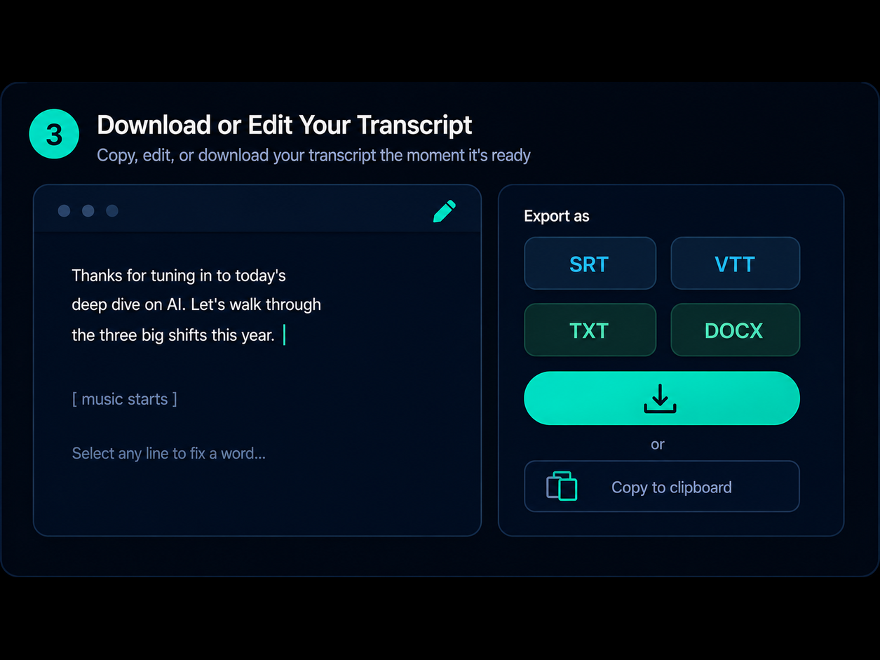 Step 3 — Edit, save & export